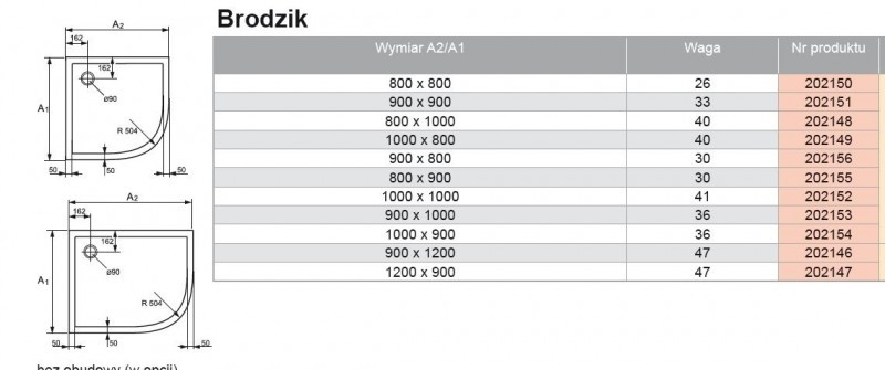 Huppe Purano brodzik półokrągły 90x90 konglomerat biały 202151.055