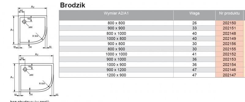 Huppe Purano brodzik półokrągły asymetryczny 100x90 konglomerat biały 202154.055