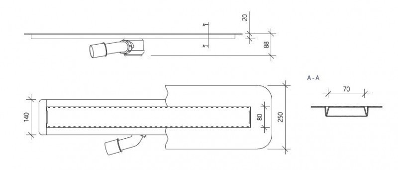Wiper Invisible odwodnienie liniowe + ruszt 90cm stal