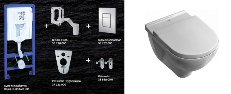 Grohe + Villeroy&Boch O.novo - Zestaw 7w1 - kompletny stelaż + muszla + deska wolnoopadająca