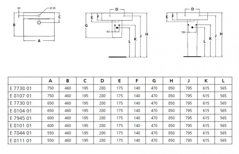 Ideal Standard Connect Cube umywalka 65 cm z otworem E773001