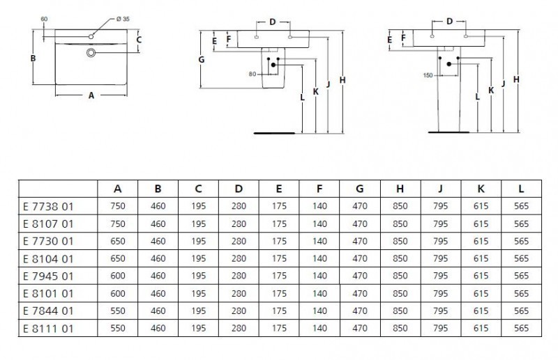 Ideal Standard Connect Cube umywalka 60 cm z otworem E794501