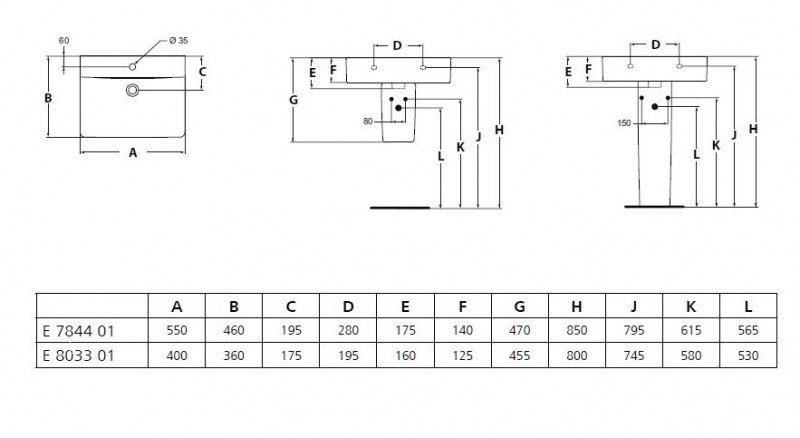 Ideal Standard Connect Cube umywalka 40 cm z otworem E803301