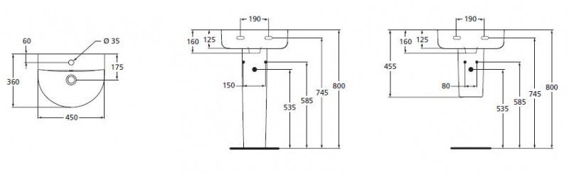 Ideal Standard Connect Arc umywalka 45 cm z otworem E796801