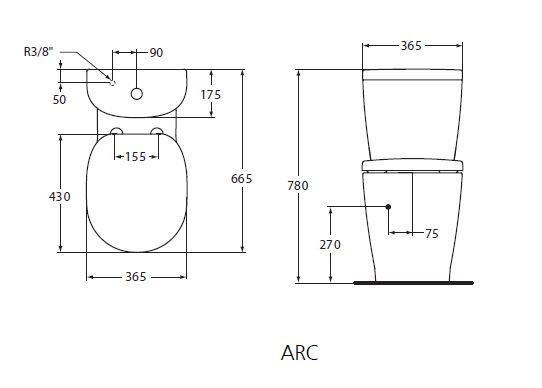 Ideal Standard Connect ARC zbiornik do kompaktu 3/6 l dopr. wody z boku E786101