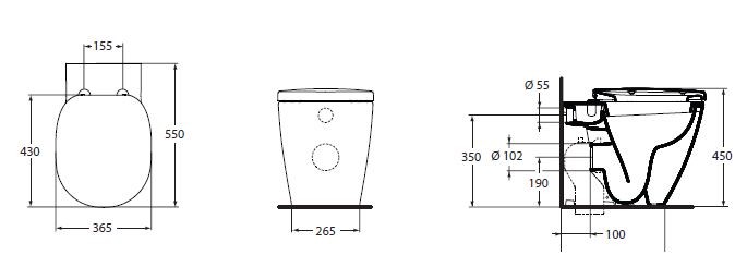Ideal Standard Connect muszla stojąca odpływ poziomy/uniwersalny E803401