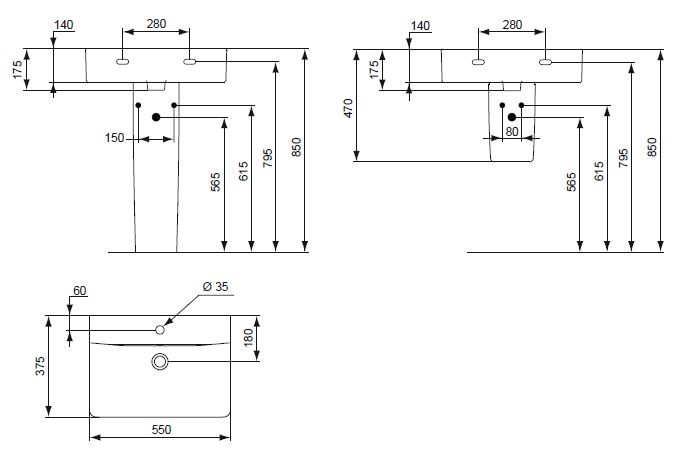 Ideal Standard Connect Space Cube umywalka 55x38 cm z otworem E788601