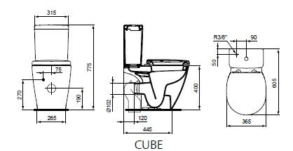 Ideal Standard Connect Space muszla kompaktowa wyprofilowana odpływ poziomy/uniwersalny E119501