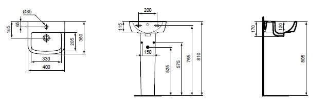 Ideal Standard Tempo umywalka 40x36 cm z otworem T056701