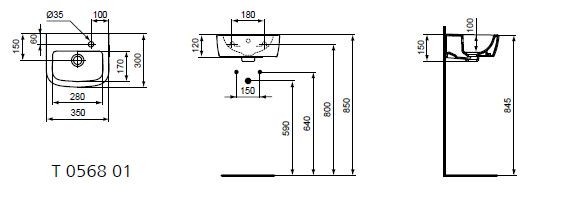 Ideal Standard Tempo umywalka 35x30 cm z otworem po prawej stronie T056901