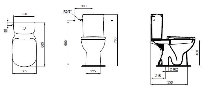 Ideal Standard Tempo muszla kompaktowa odpływ pionowy T331301
