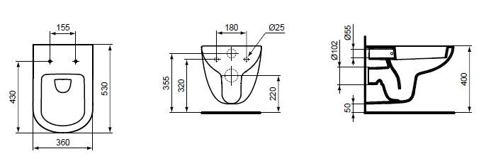 Ideal Standard Tempo muszla wisząca T331101