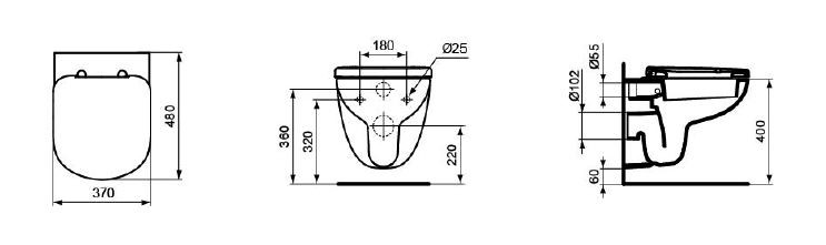 Ideal Standard Tempo muszla wisząca 48 cm T328801