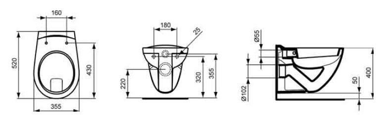 Ideal Standard Ecco Eurovit muszla wisząca z półką V340301