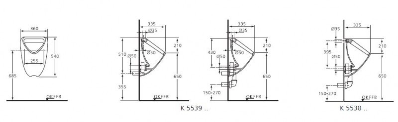 Ideal Standard Ecco Eurovit pisuar łazienkowy dopł. z góry K553901