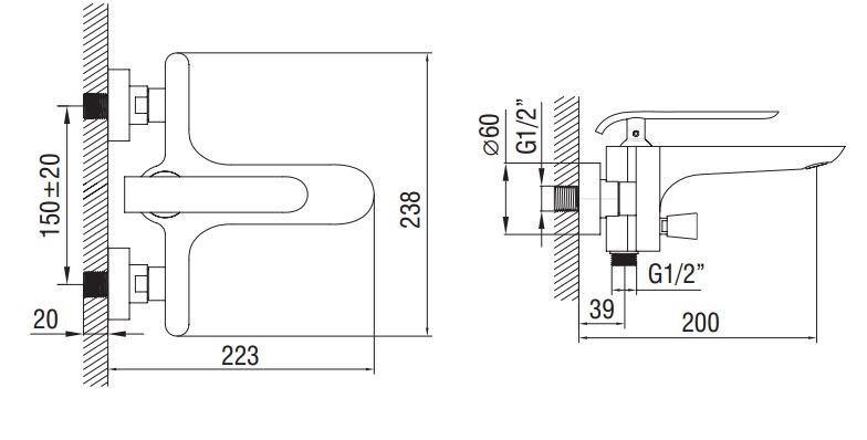 Art Platino Emira bateria wannowa biały chrom EMI-BWN.020BC