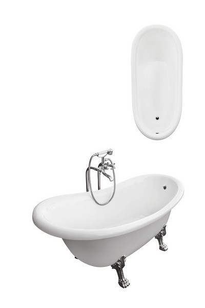 BESCO Otylia wanna wolnostojąca 160x77 biały + nogi białe WKO-160WO+B