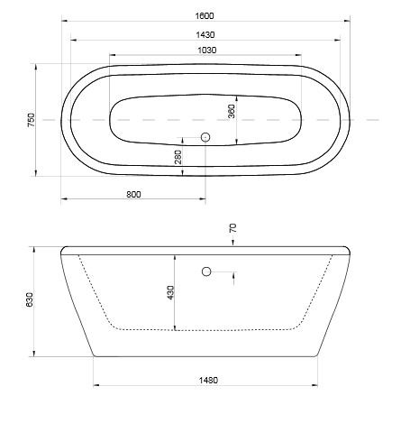BESCO Victoria wanna wolnostojąca 160x75 biały VICTORIA 160