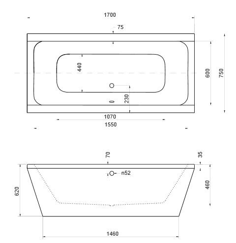 BESCO Vera wanna wolnostojąca 170x75 biały VERA 170