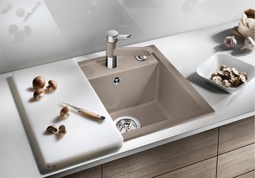 Blanco Dalago 45 Silgranit PuraDur II zlewozmywak granitowy z korkiem automatycznym 1 komora kolor tartufo 517317