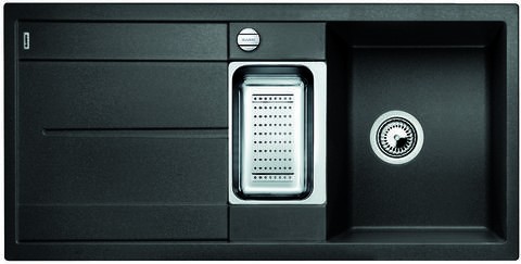 Blanco Metra 6 S Silgranit PuraDur II zlewozmywak granitowy 1,5 komory z korkiem automatycznym i odsączarką kolor antracyt 513053