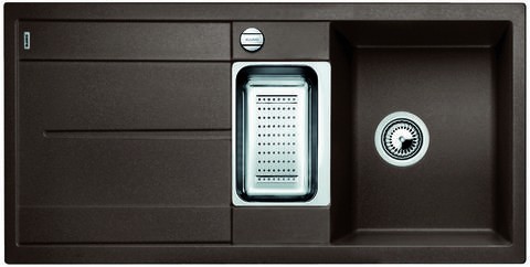 Blanco Metra 6 S Silgranit PuraDur II zlewozmywak granitowy 1,5 komory z korkiem automatycznym i odsączarką kolor kawowy 515045