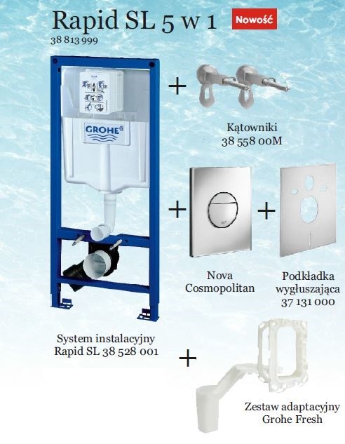 Grohe Rapid SL Fresh Nova Cosmopolitan stelaż podtynkowy do WC 5w1 kompletny 38813999