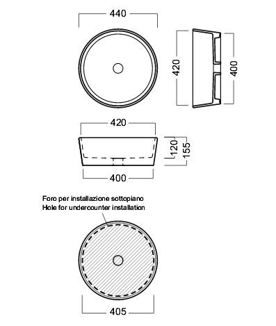 Hatria Happy Hour 07:15 umywalka podblatowa 50x38 biały YXSP