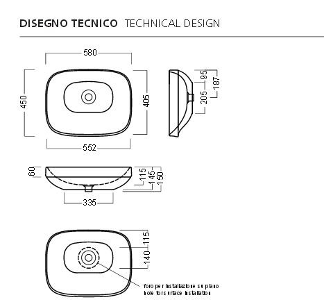Hatria Abito umywalka stawiana na blat 58x48 biały YXXA