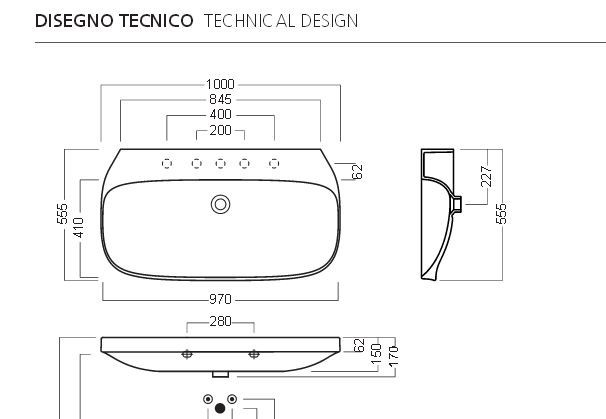 Hatria Abito umywalka z otworem 100cm 100x54 YXXH