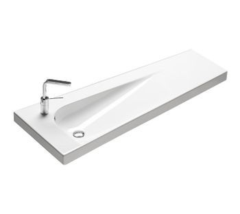 Hatria Grandangolo G-130T umywalka trapezowa ceramiczna prawa 130cm z 1 otworem YXF5