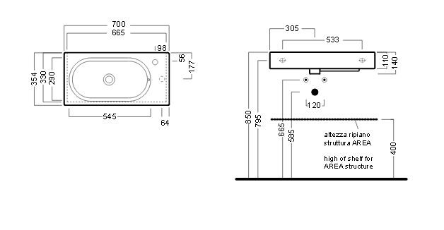 Hatria Area 70 umywalka 70x35 biały Y0W9