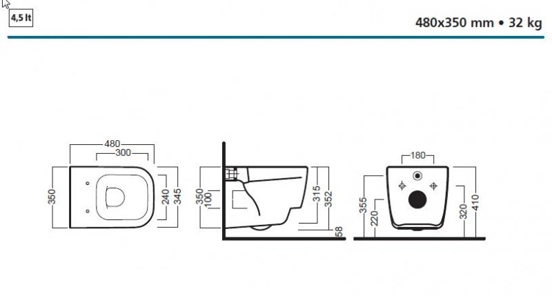 Hatria Fusion Q 48 muszla wisząca biały YXZL