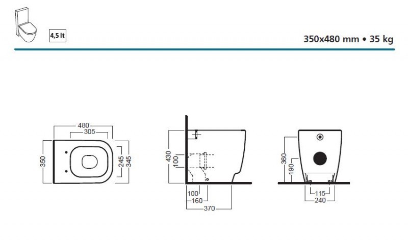 Hatria Fusion Q 48 muszla stojąca biały YXZK