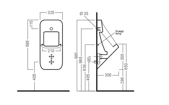 Hatria Fusion pisuar biały dopływ z tyłu YXC3