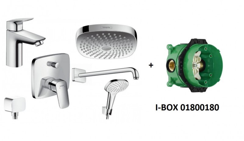 Hangrohe Logis Premium Plus 7w1 zestaw podtynkowy z deszczownicą kompletny 52054377 + 01800180