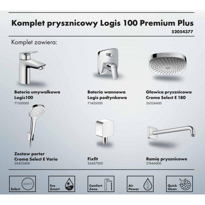 Hangrohe Logis Premium Plus 6w1 zestaw podtynkowy z deszczownicą 52054377