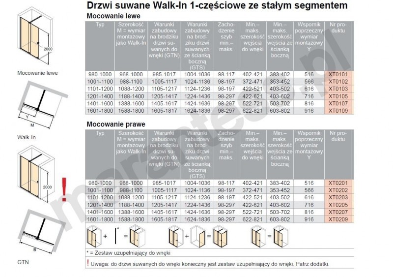 Huppe Xtensa Pure drzwi suwane WALK-IN 100-110 cm lewe srebrny połysk przeźroczyste Anti-Plaque XT0102.069.322