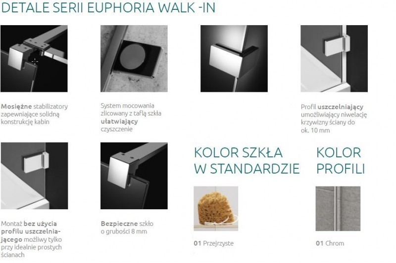Radaway Euphoria Walk-in III kabina 80x30 + 90 chrom przeźroczyste Easy Clean 383130-01-01 + 383160-01-01 + 383121-01-01