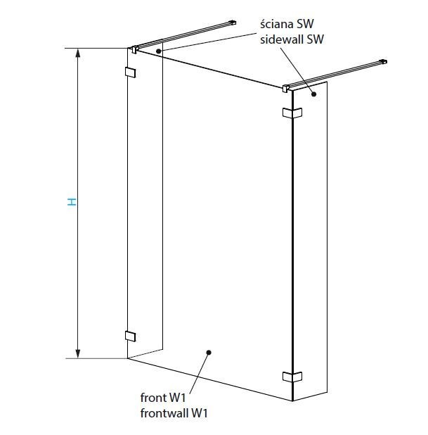 Radaway Euphoria Walk-in I kabina 30x140x30 chrom przeźroczyste Easy Clean 383146-01-01 + 383160-01-01x2