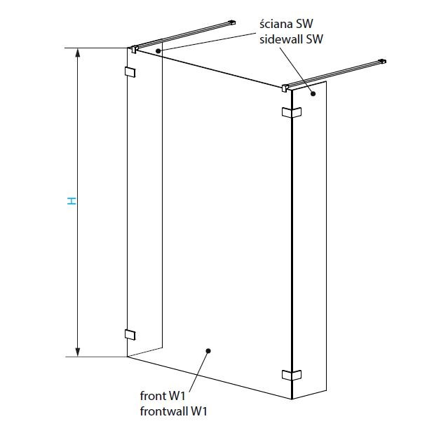 Radaway Euphoria Walk-in I kabina 30x120x30 chrom przeźroczyste Easy Clean 383144-01-01 + 383160-01-01x2