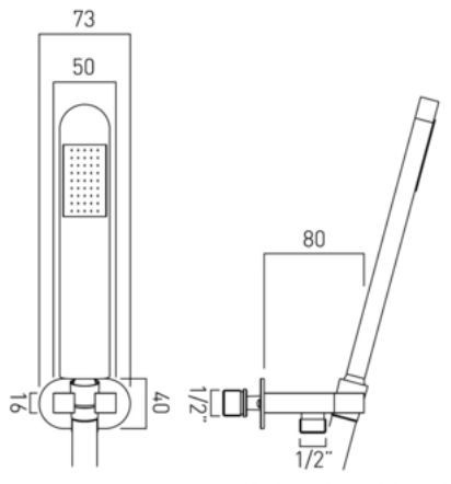 Vado zestaw prysznicowy jednofunkcyjny z uchwytem chrom INS-SFMK-C/P