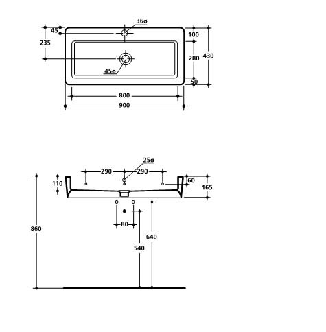 Kerasan Ego umywalka wisząca lub stawiana na blat 90x43 biały 3251