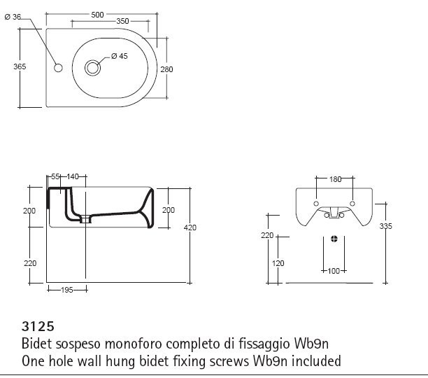 Kerasan Flo bidet wiszący biały 3125