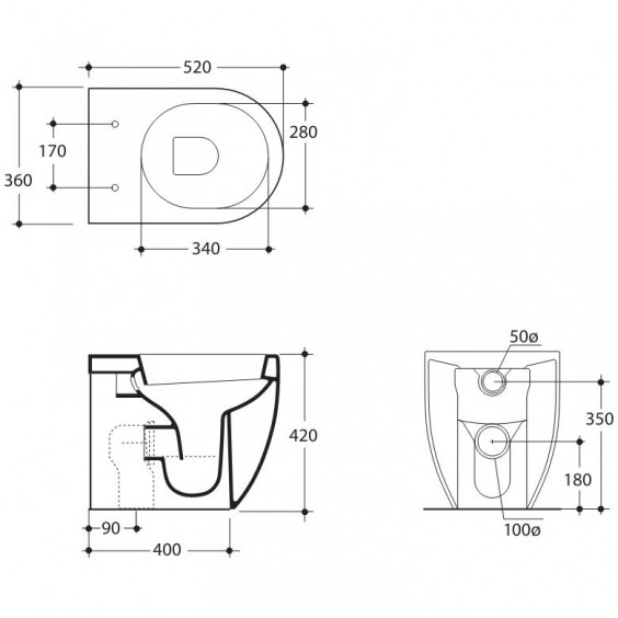 Kerasan Flo muszla stojąca 52 cm odpływ uniwersalny biały 3116