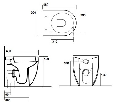 Kerasan Flo muszla stojąca 48 cm odpływ uniwersalny biały 3114