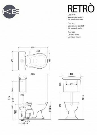 Kerasan Retro muszla stojąca biała odpływ pionowy 101001