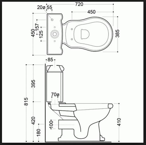 Kerasan Retro muszla stojąca do kompaktu biała odpływ poziomy 101301