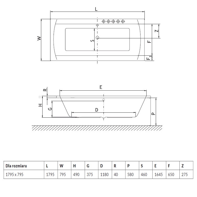 Excellent Aquaria Lux wanna prostokątna 180x80 z nogami WAEX.AQU18WH
