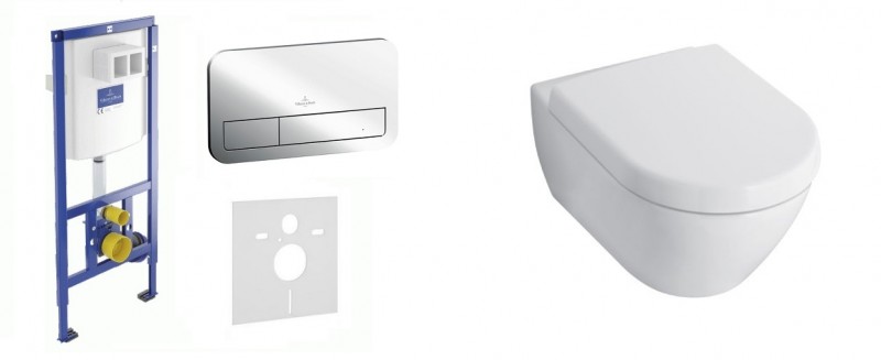 Villeroy&Boch ViConnect + Subway 2.0 - Zestaw 5w1 - kompletny stelaż + muszla + deska wolnoopadająca